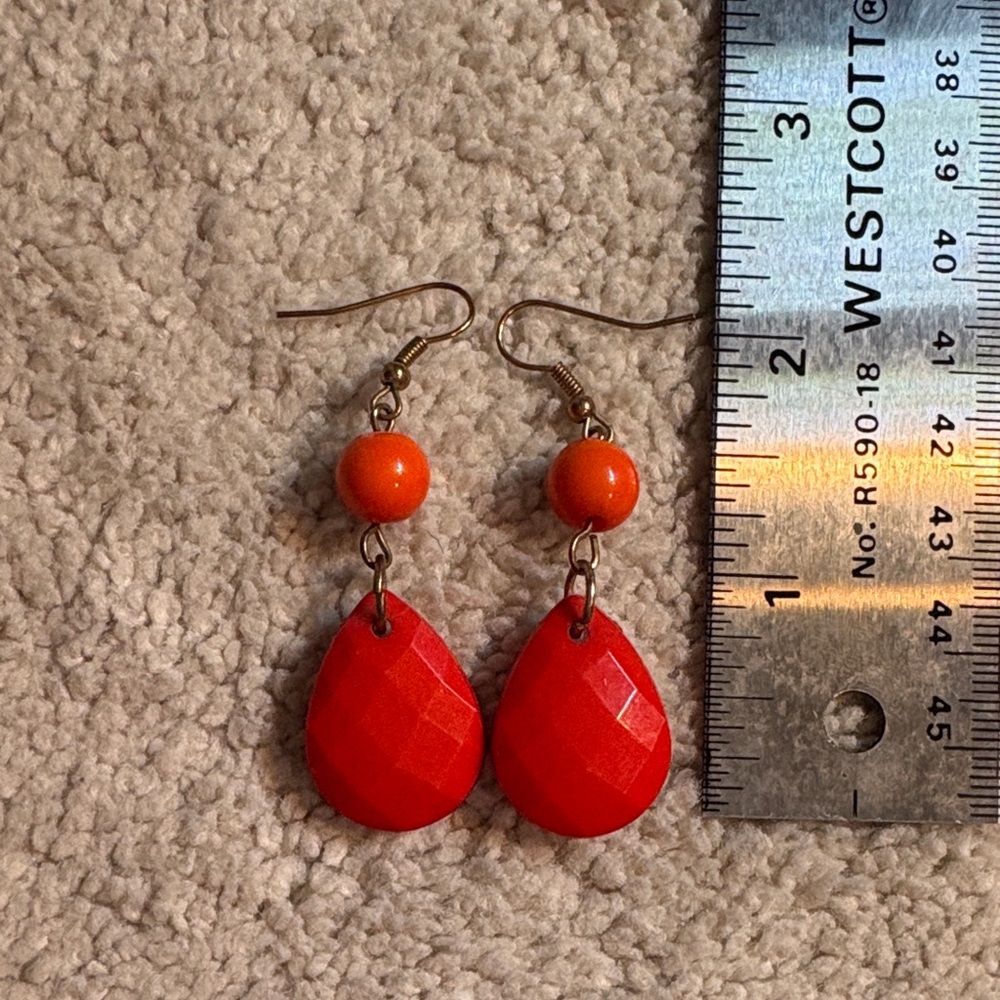 Red Teardrop Dangle Earrings - Women's Jewelry